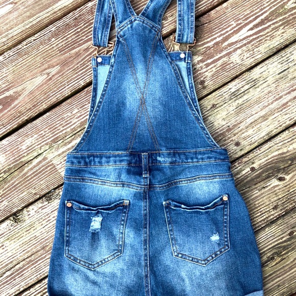 Girls size 16 short distressed overalls - Picture 2 of 2